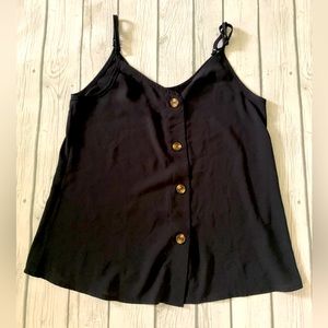 Black button down tank top-medium